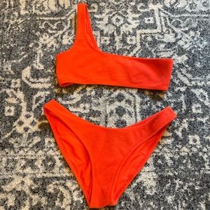 Red / orange TRIANGLE one shoulder bikini